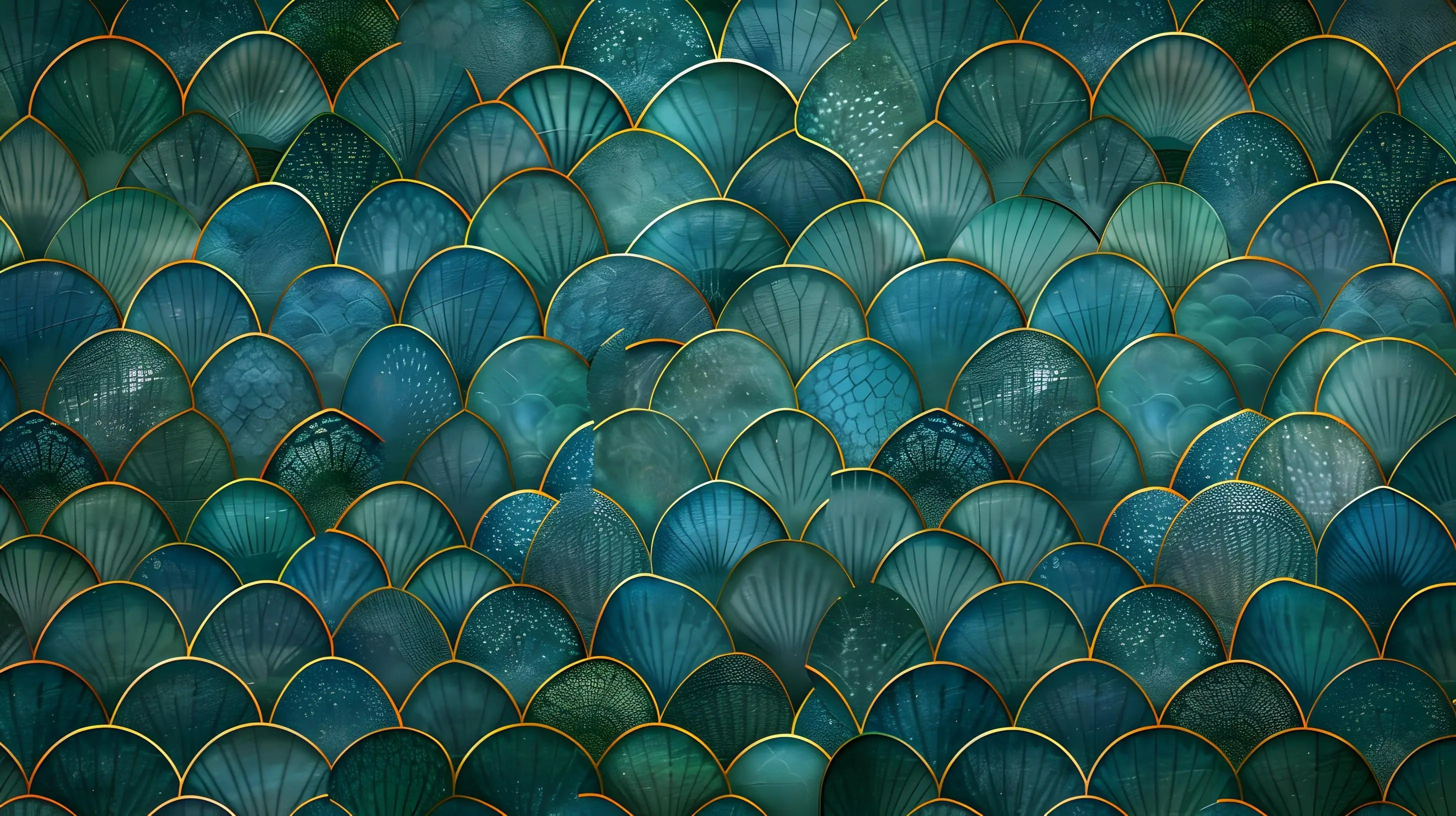 Peacock blue and gold wallpaper