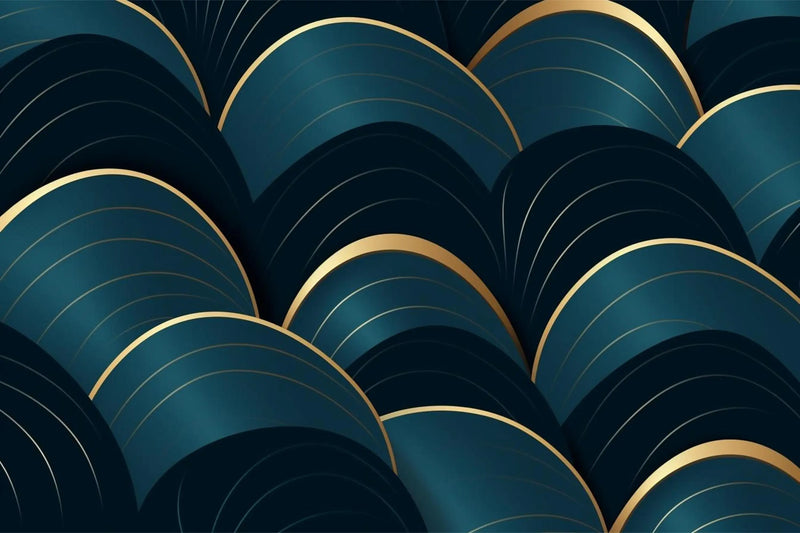 Petrol Blue and Gold Wallpaper