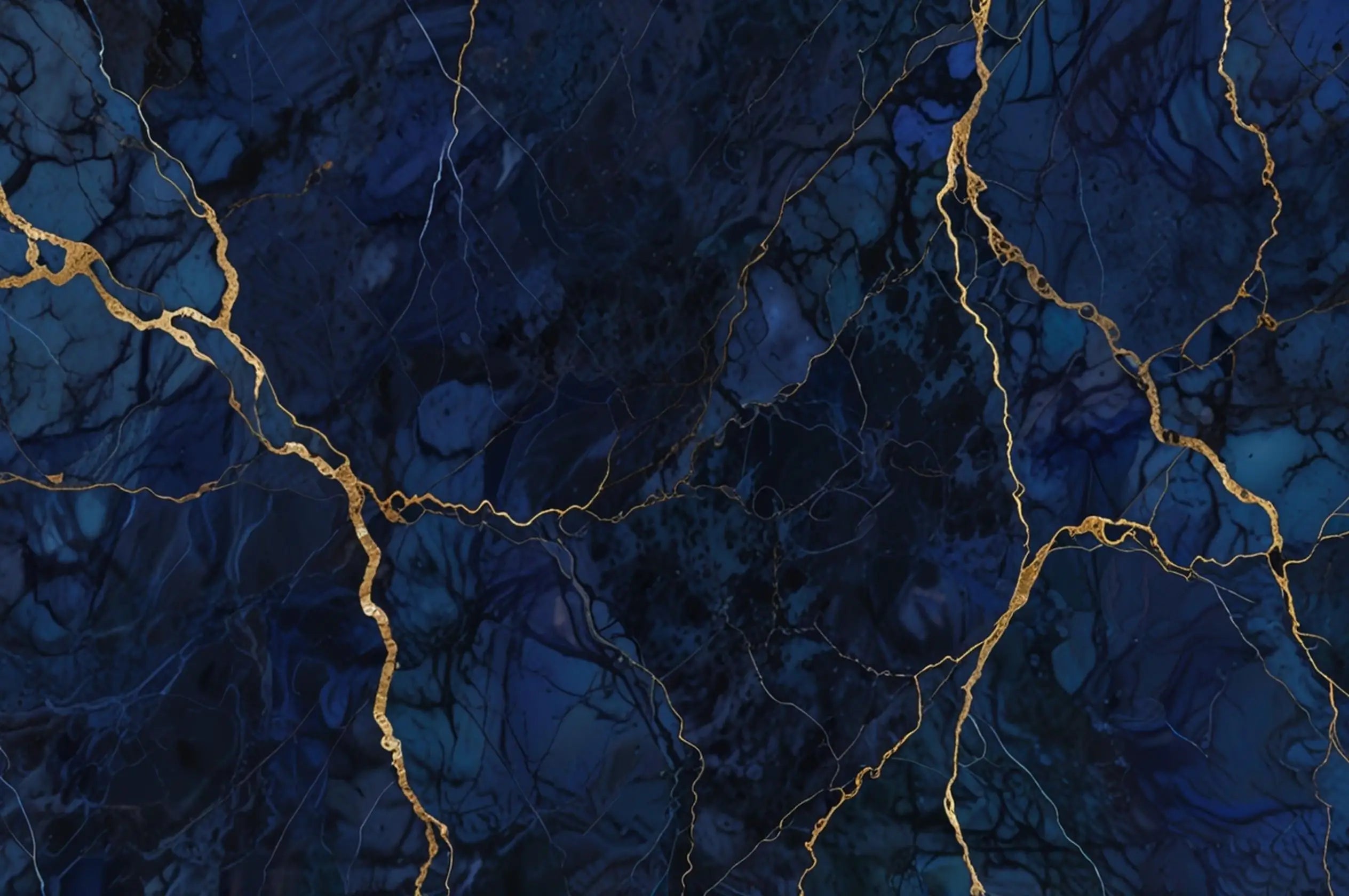 Royal Blue And Gold Marble Wallpaper