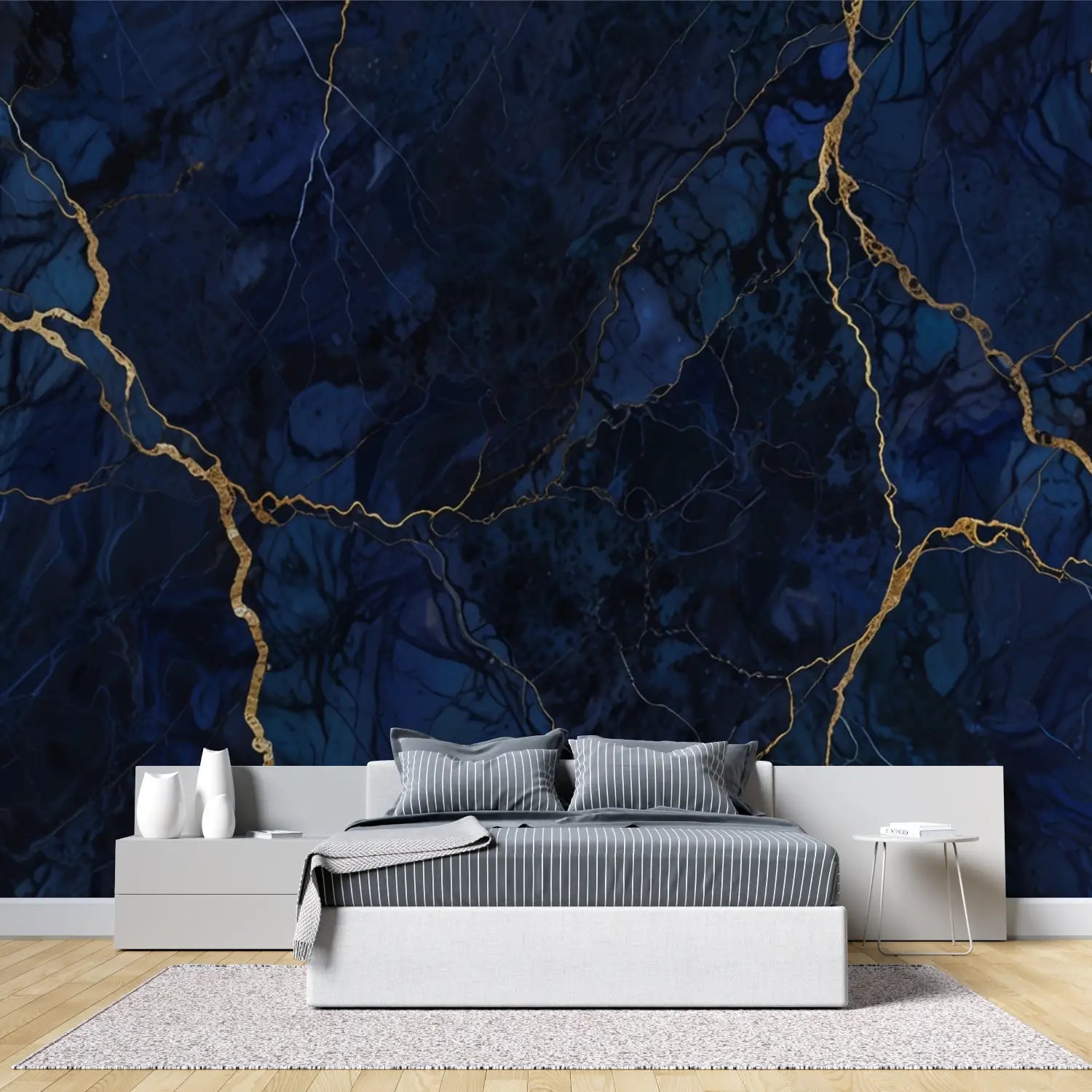 Royal Blue And Gold Marble Wallpaper - Second Image