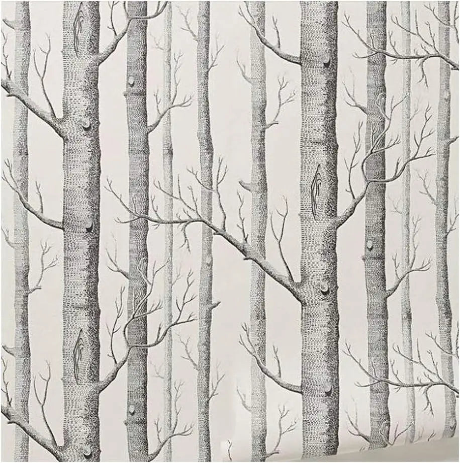 Black and white birch wallpaper