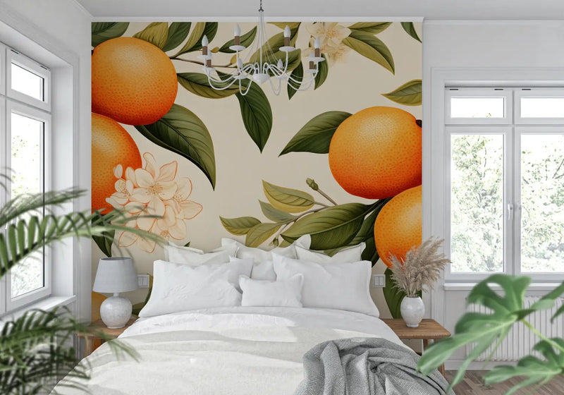 Papier Peint Branches Orange - tendance mur