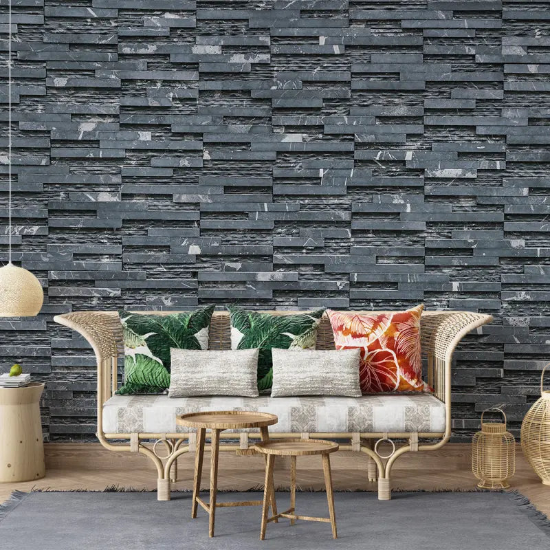 Anthracite Brick Wallpaper - Second Image