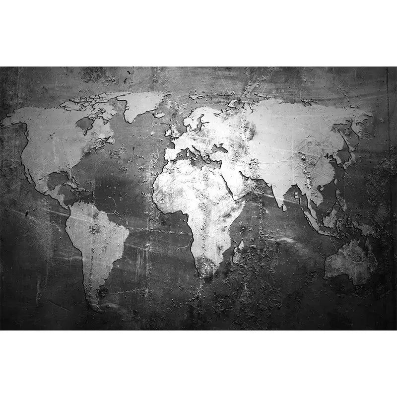 Papier Peint Carte du Monde Noir et Blanc