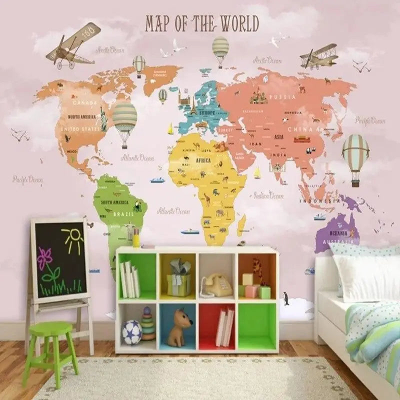 Old Pink World Map Wallpaper - Second Image