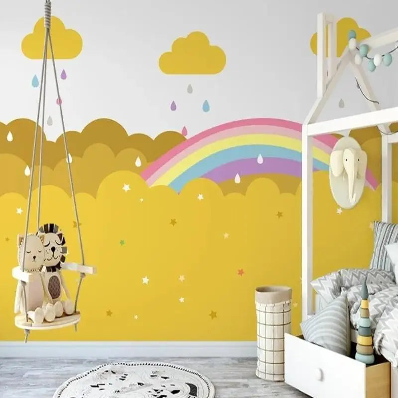 Cloud Theme Baby Girl Bedroom Wallpaper - Second Image