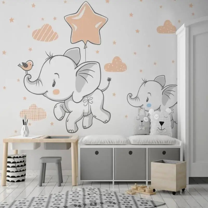 Elephant Theme Baby Room Wallpaper - Second Image