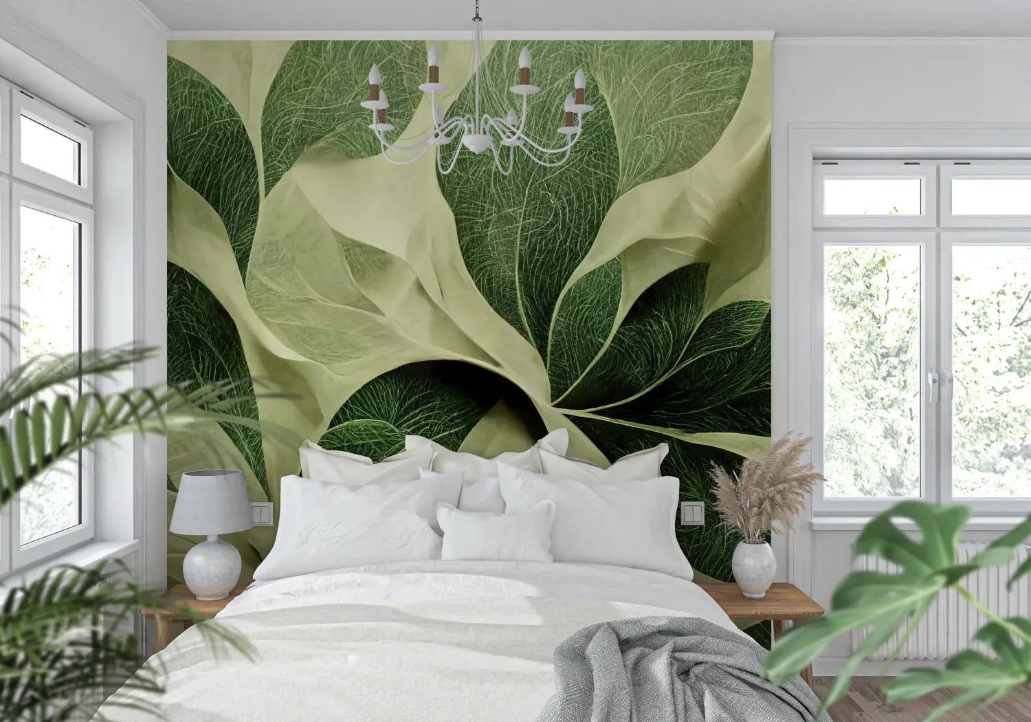 Papier Peint Chambre Vert - tendance mur