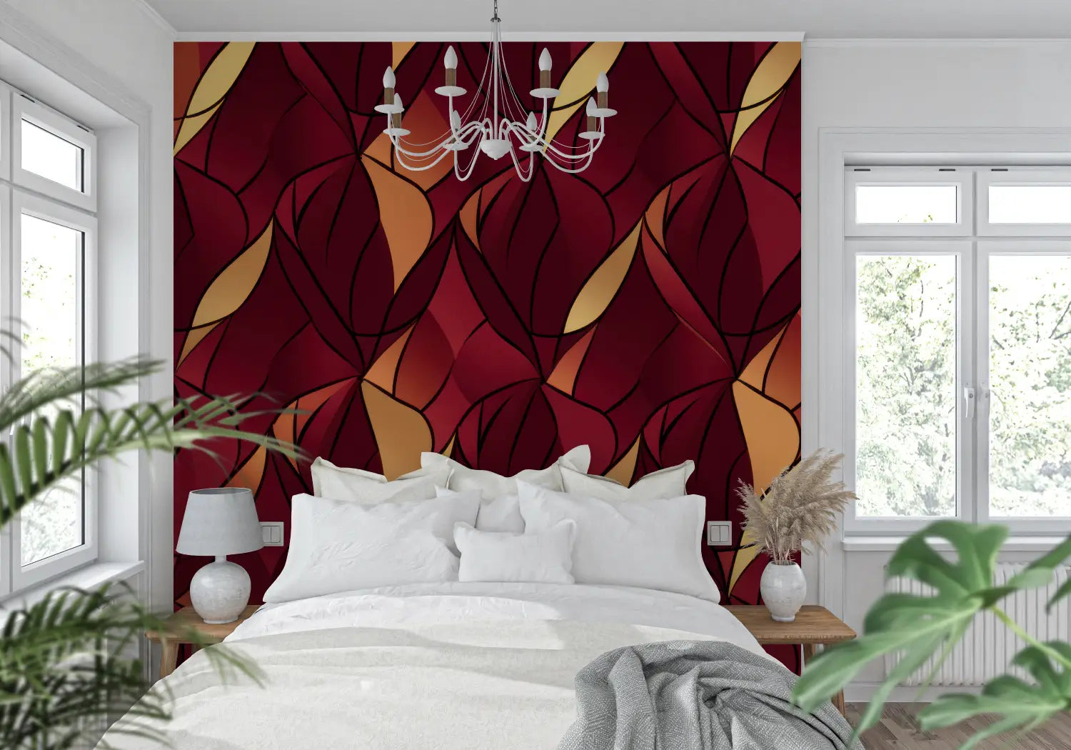 Papier Peint Deco Art Rouge - tapisserie pano