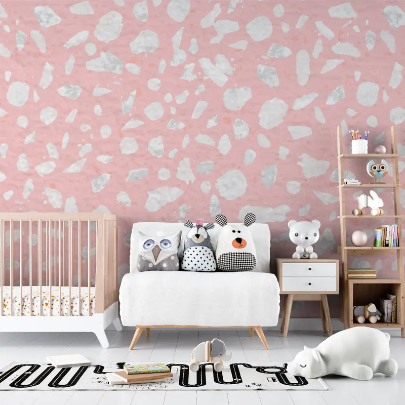 Papier peint design rose pour bébé - chambre de bebe