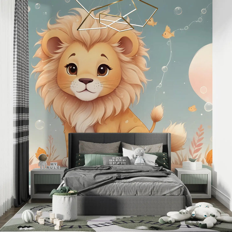 Papier Peint Enfant Lion - chambre de garçon