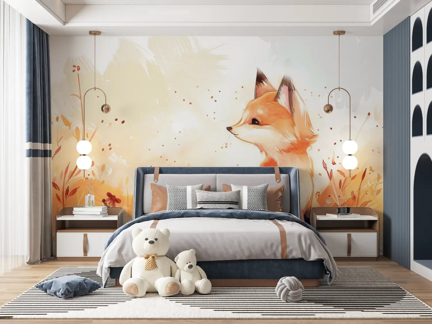 Papier Peint Enfant Renard - tapisseries murale