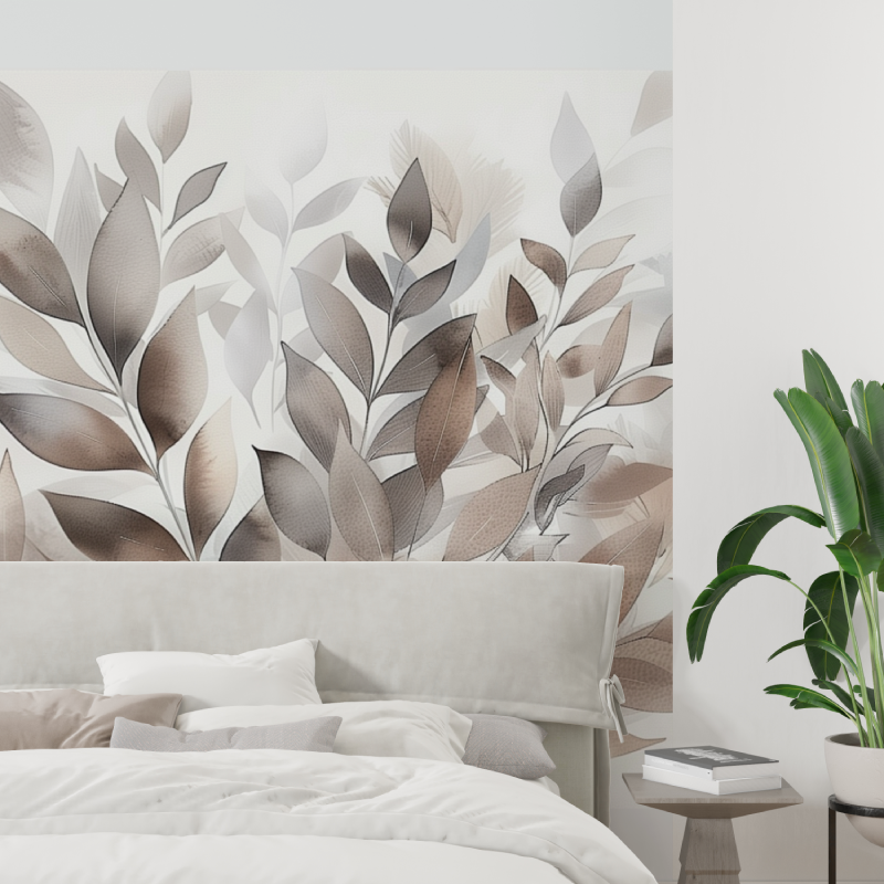 Papier Peint Feuillage Beige Tendance