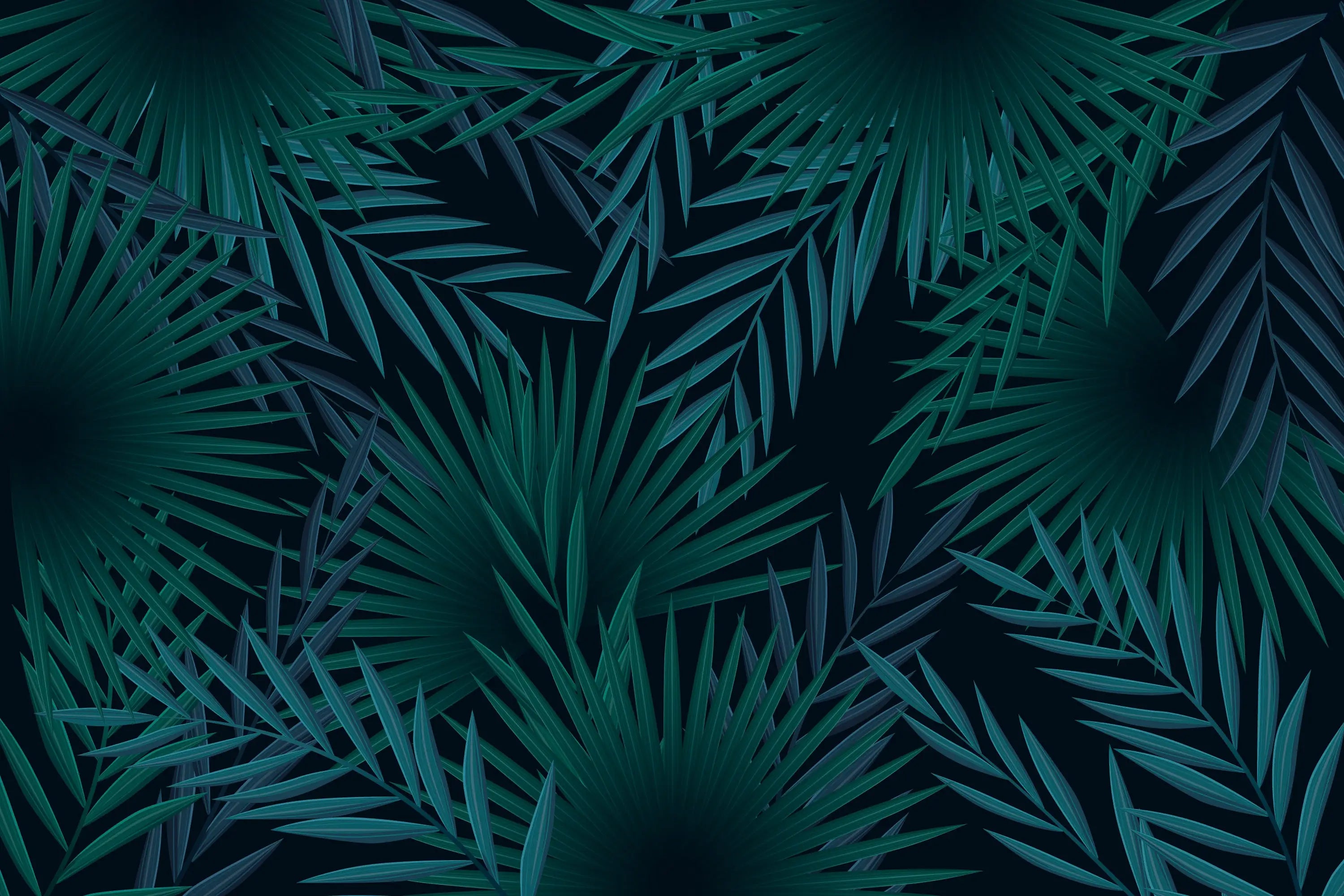 Blue Green Foliage Wallpaper