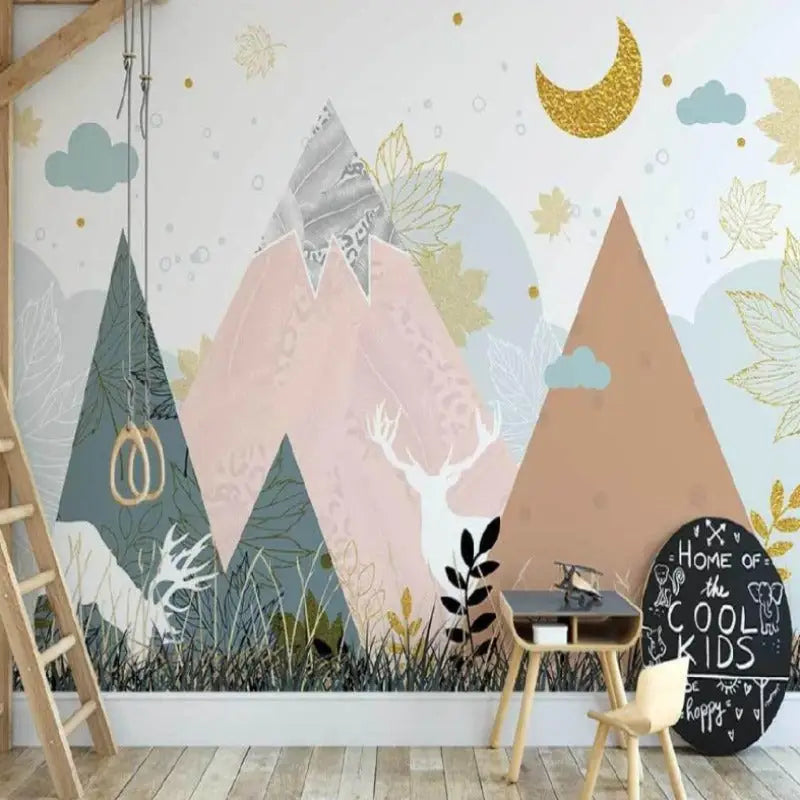 Classic Girl Wallpaper <br/> Deer and Mountain Design