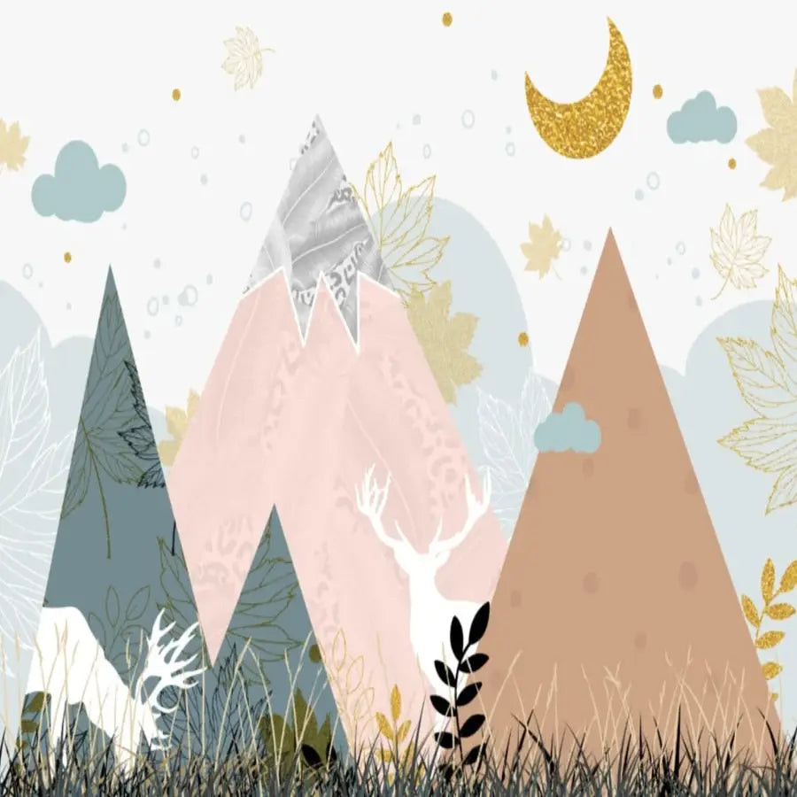 Classic Girl Wallpaper <br/> Deer and Mountain Design - Second Image