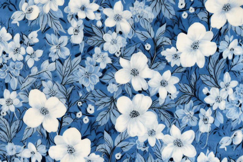 Papier Peint Fleurs Fond Bleu