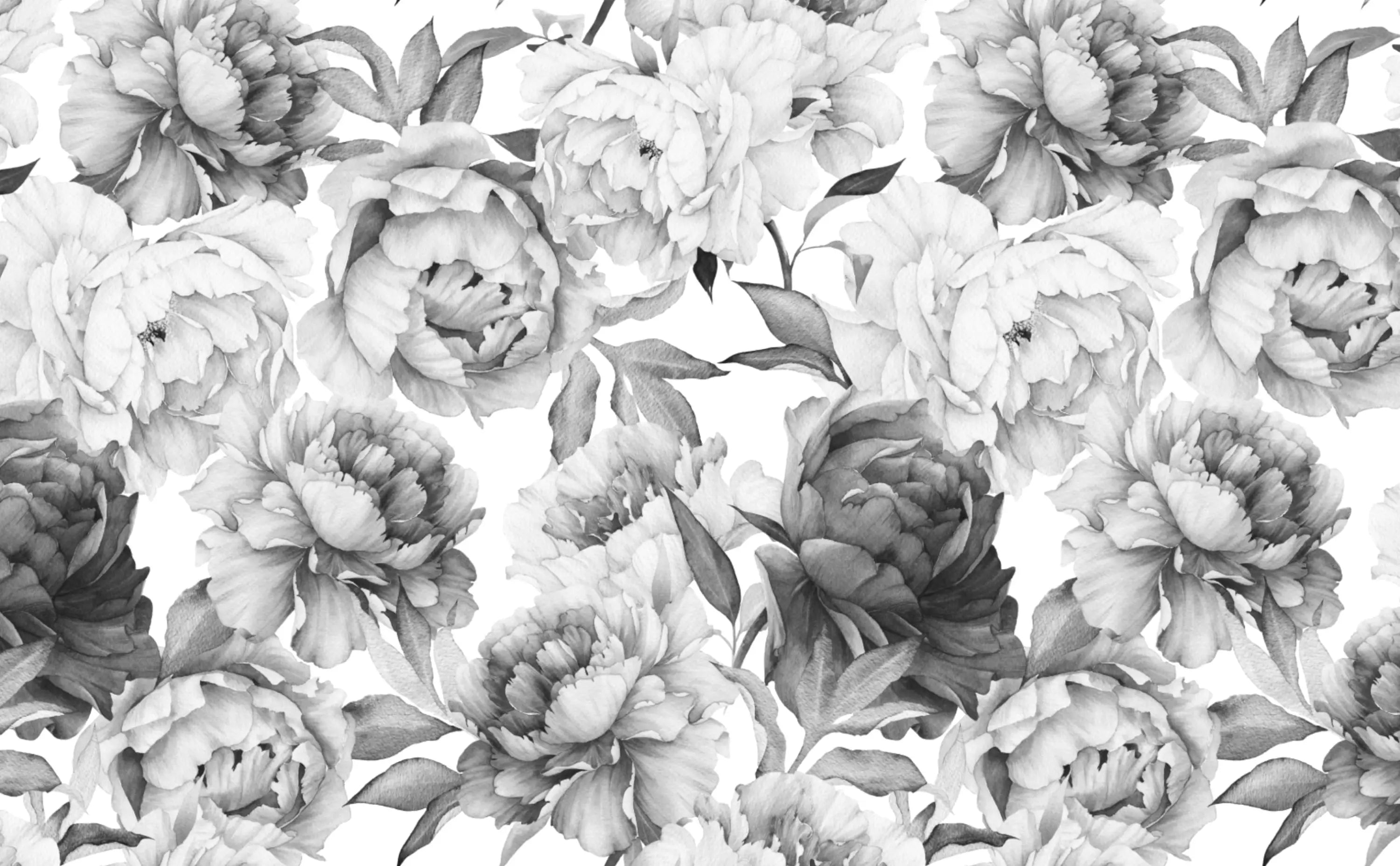 Black and white floral wallpaper