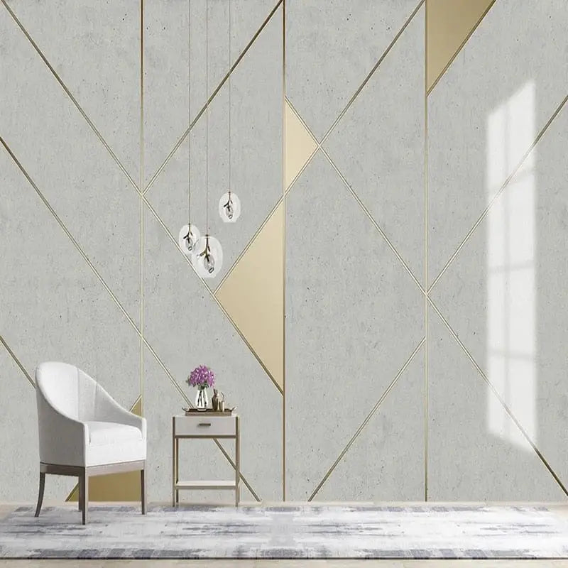 Golden White Geometric Wallpaper - Second Image