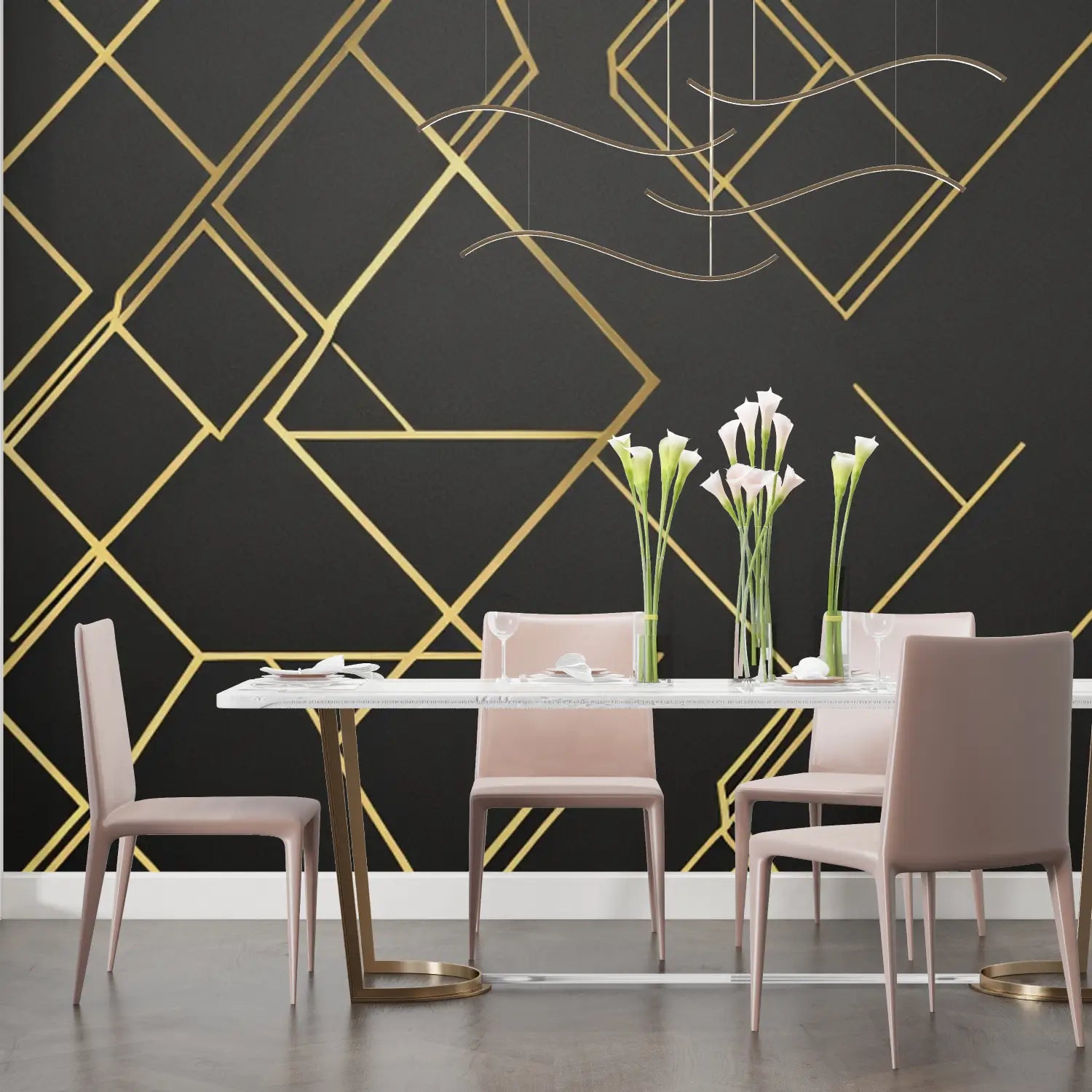 Black and Gold Geometric Wallpaper - Second Image