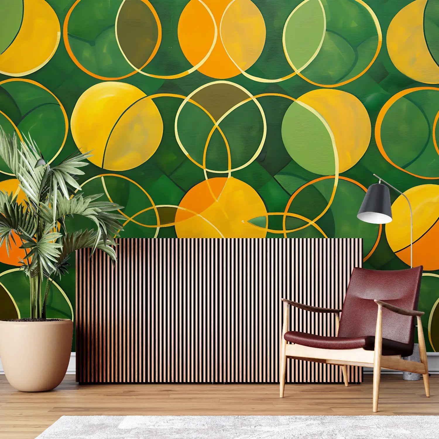 Orange Green Geometric Wallpaper - Second Image