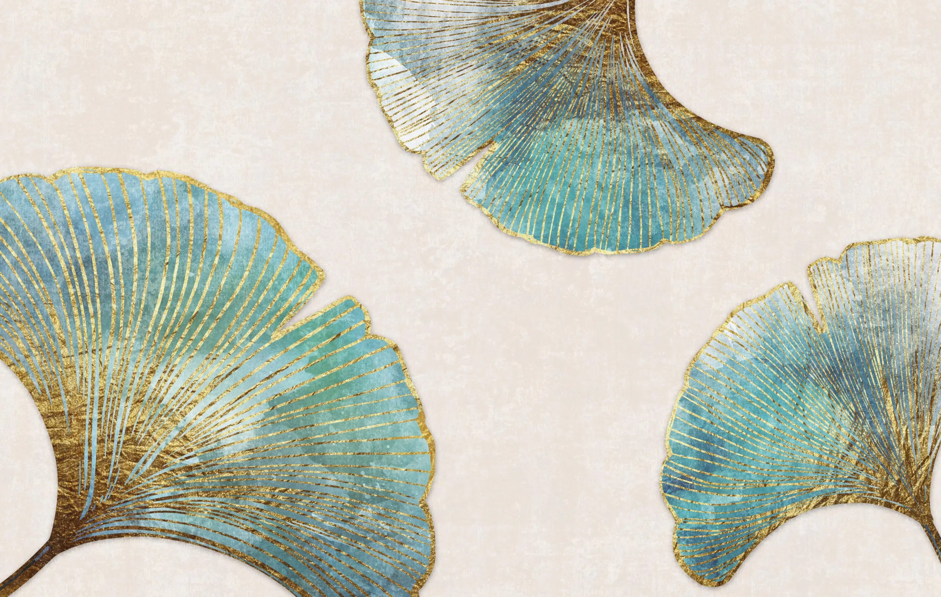 Blue Ginkgo Wallpaper Golden Design