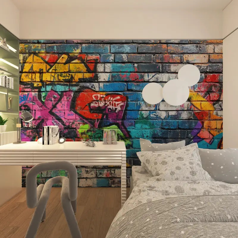 Papier peint graffiti mur de pierre chambre adolescents