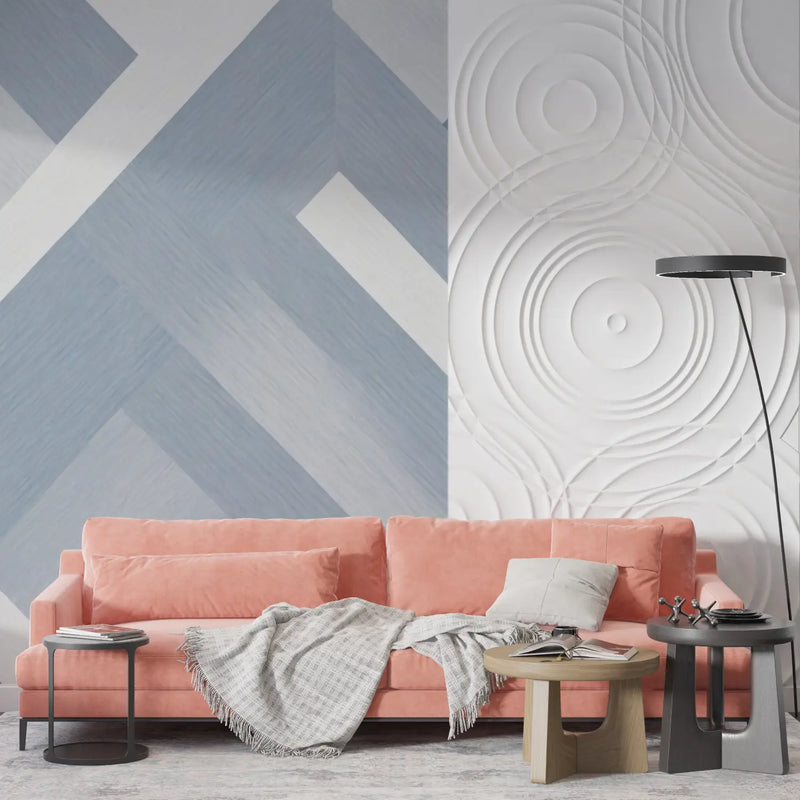 Papier Peint Gris Et Bleu Mosaique - tendances