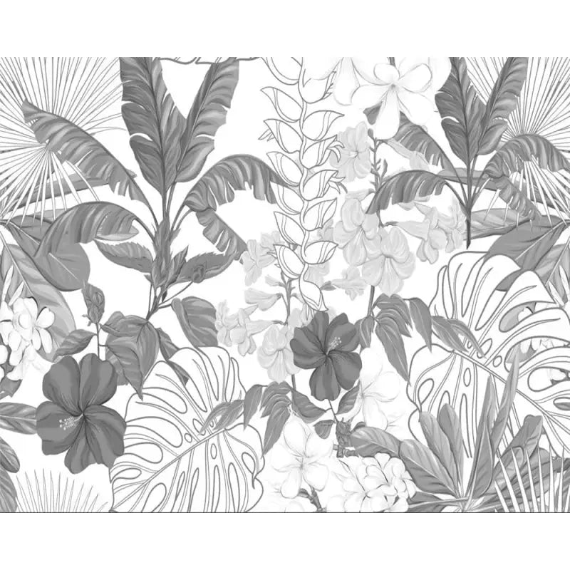 Papier Peint Jungle Design Noir et Blanc - Second Image