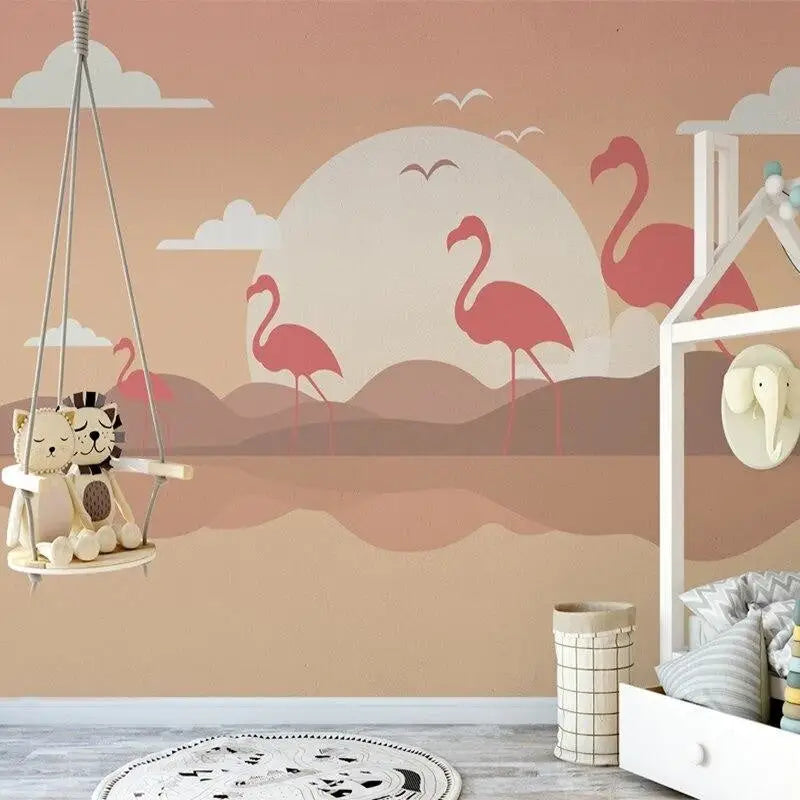 Papier Peint Motif Flamant Rose