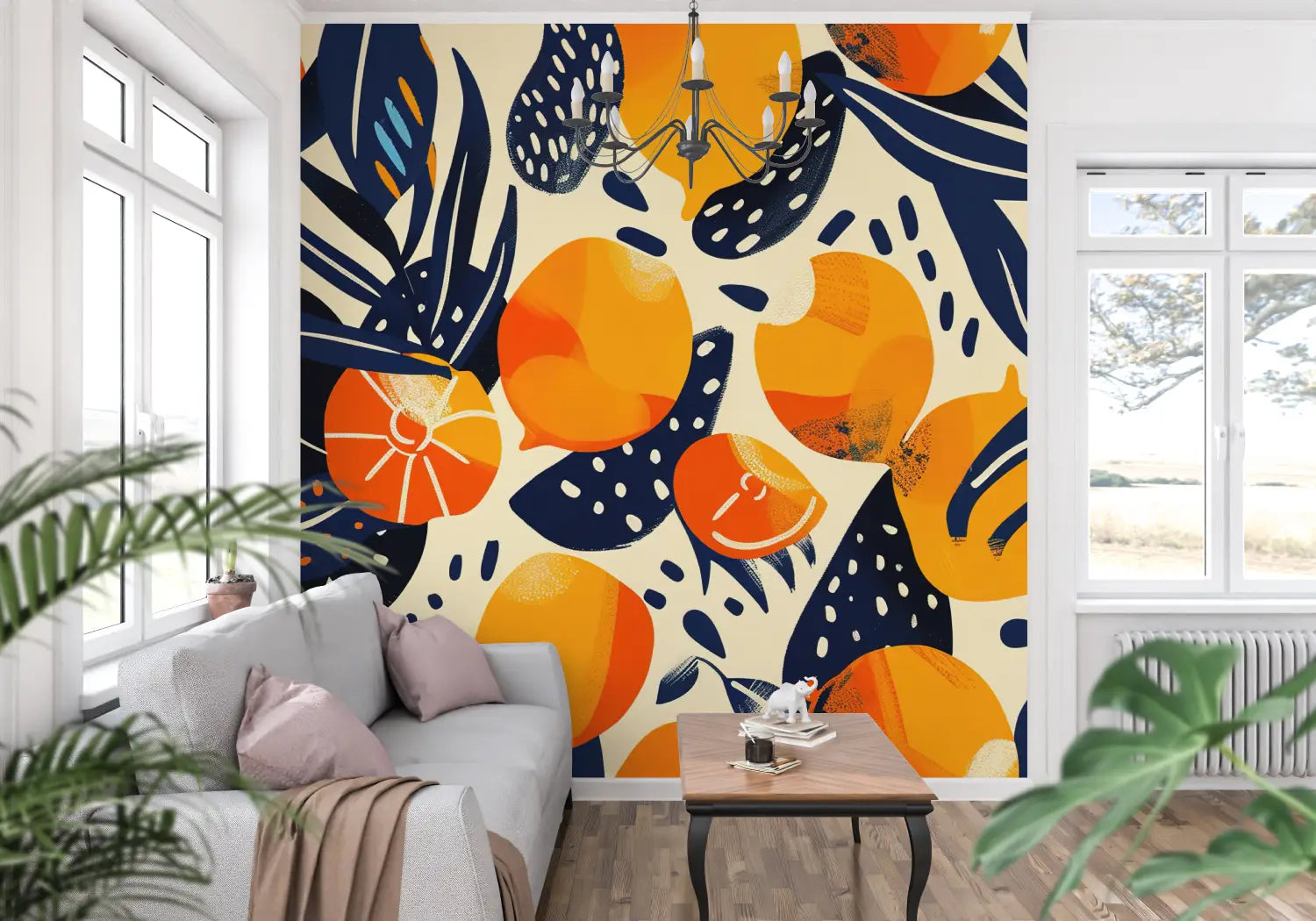 Papier Peint Motif Oranges Orange - Second Image