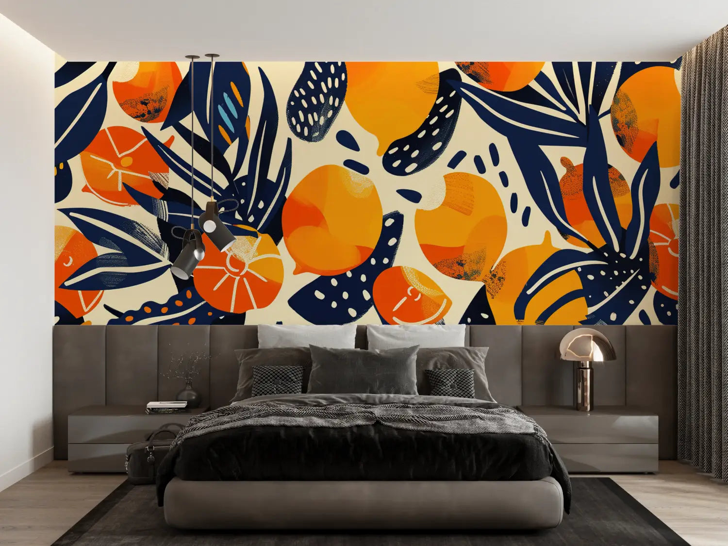 Papier Peint Motif Oranges Orange - Second Image