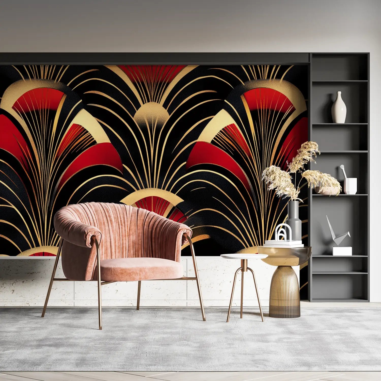 Papier Peint Motif Rouge Noir - mural