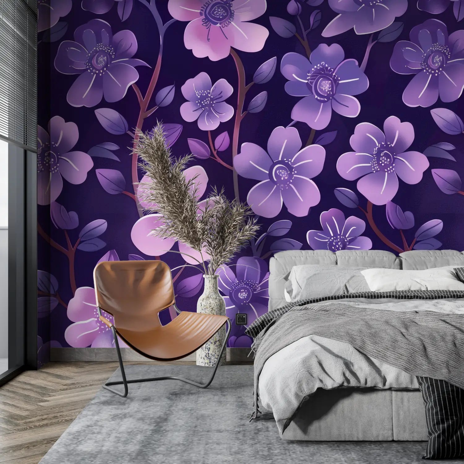 Papier Peint Motif Violet - Second Image