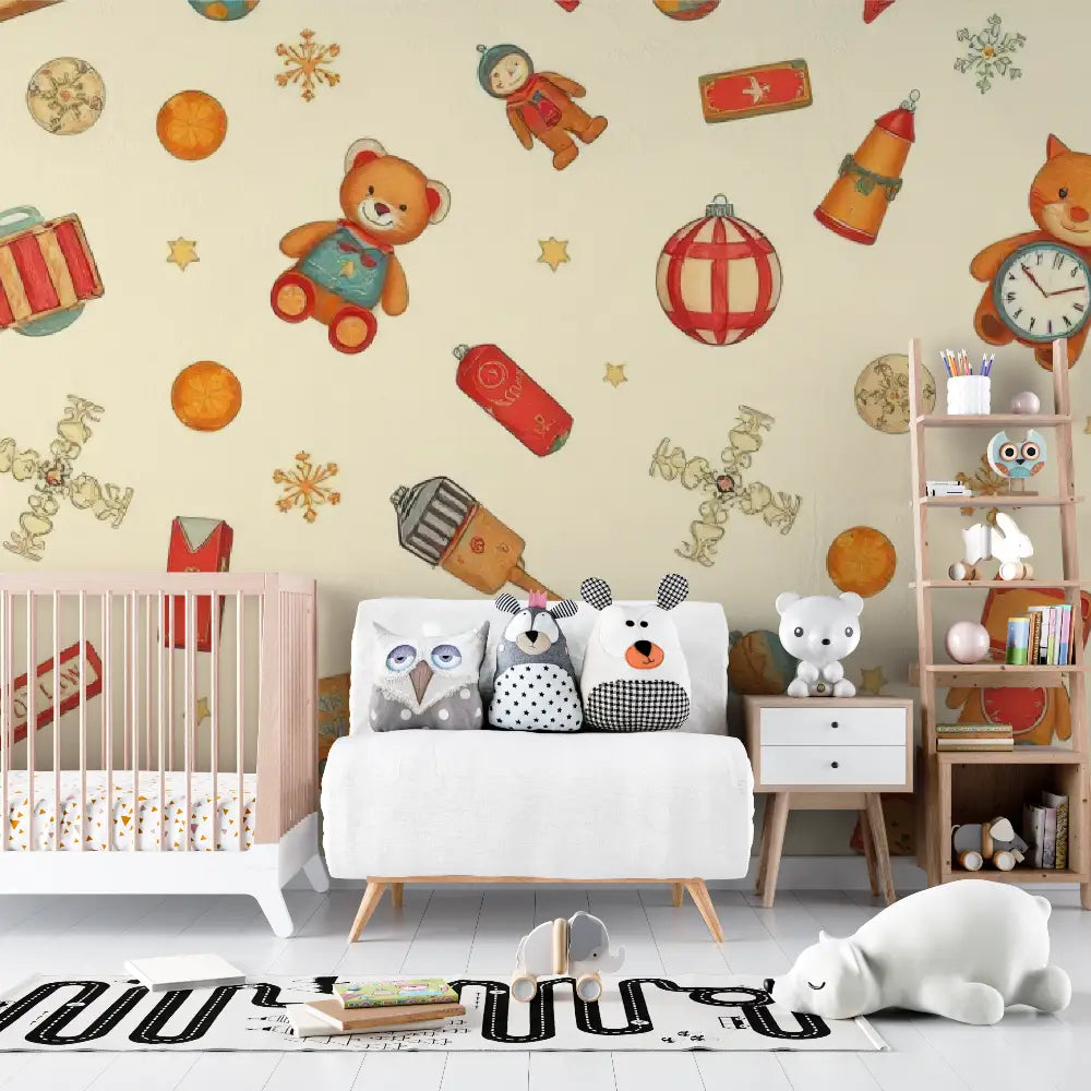 Papier peint motifs jouet bébé - bebe tipi