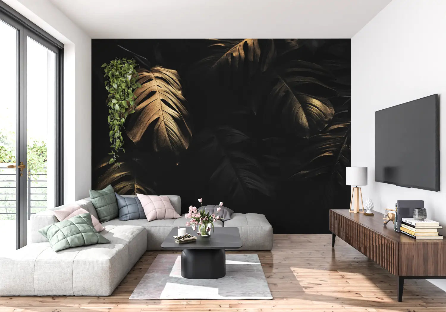 Trendy zwart en goud behang - Second Image