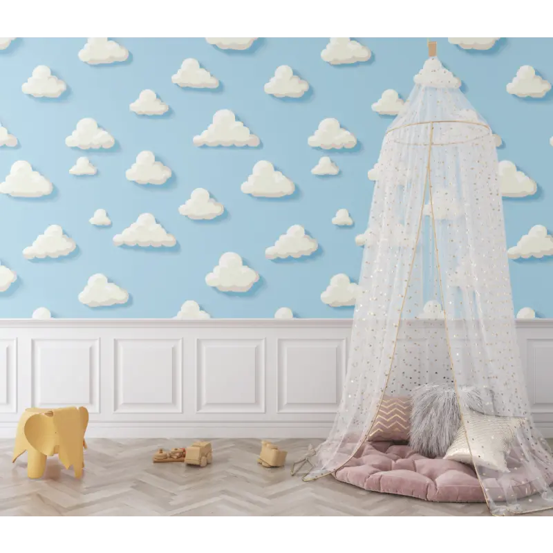 Papier peint Nuages bleu pour bébé - bebe