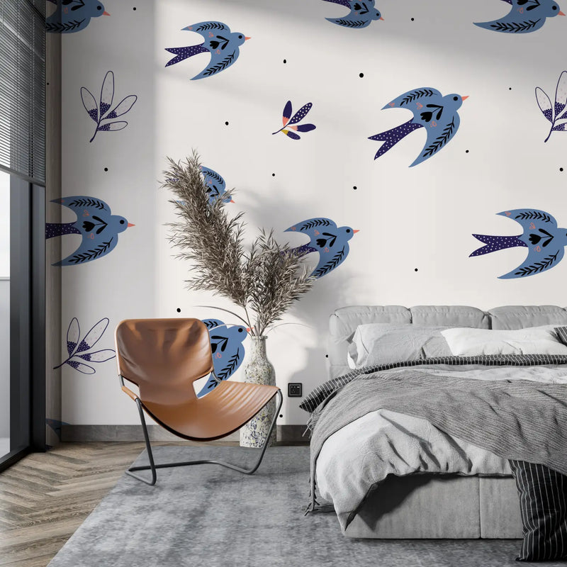 Papier Peint Oiseau Bleu - 4murs