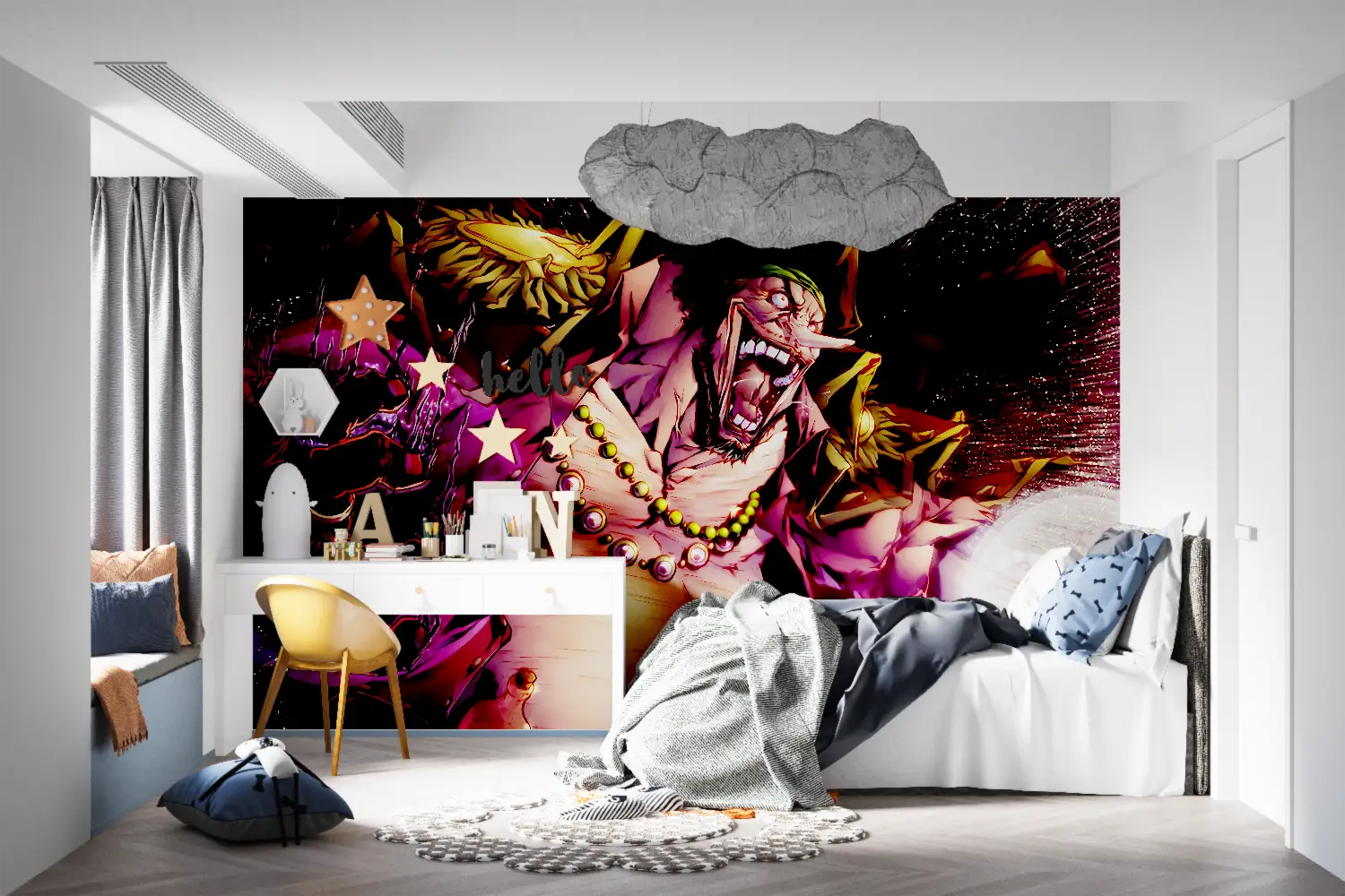 Papier Peint One Piece Barbe Noire Mural - manga hero