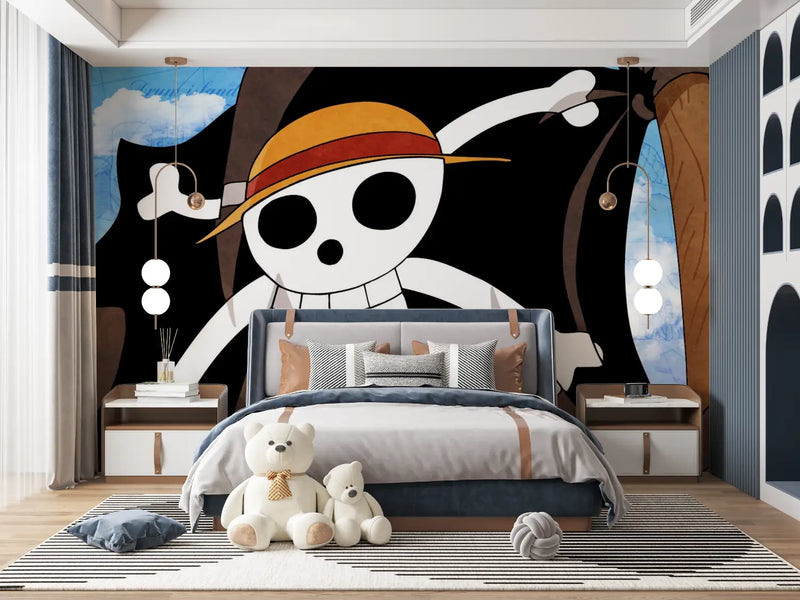 Papier Peint One Piece Drapeau Pirate - manga hero