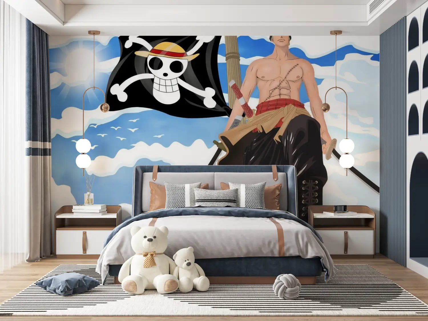 Papier Peint One Piece Drapeau Pirate Anime - tapisserie ado