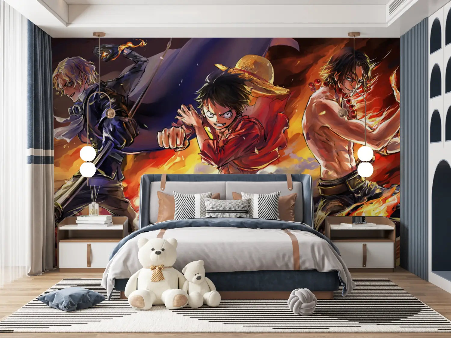 Papier Peint One Piece Luffy En Feu - tapisserie ado