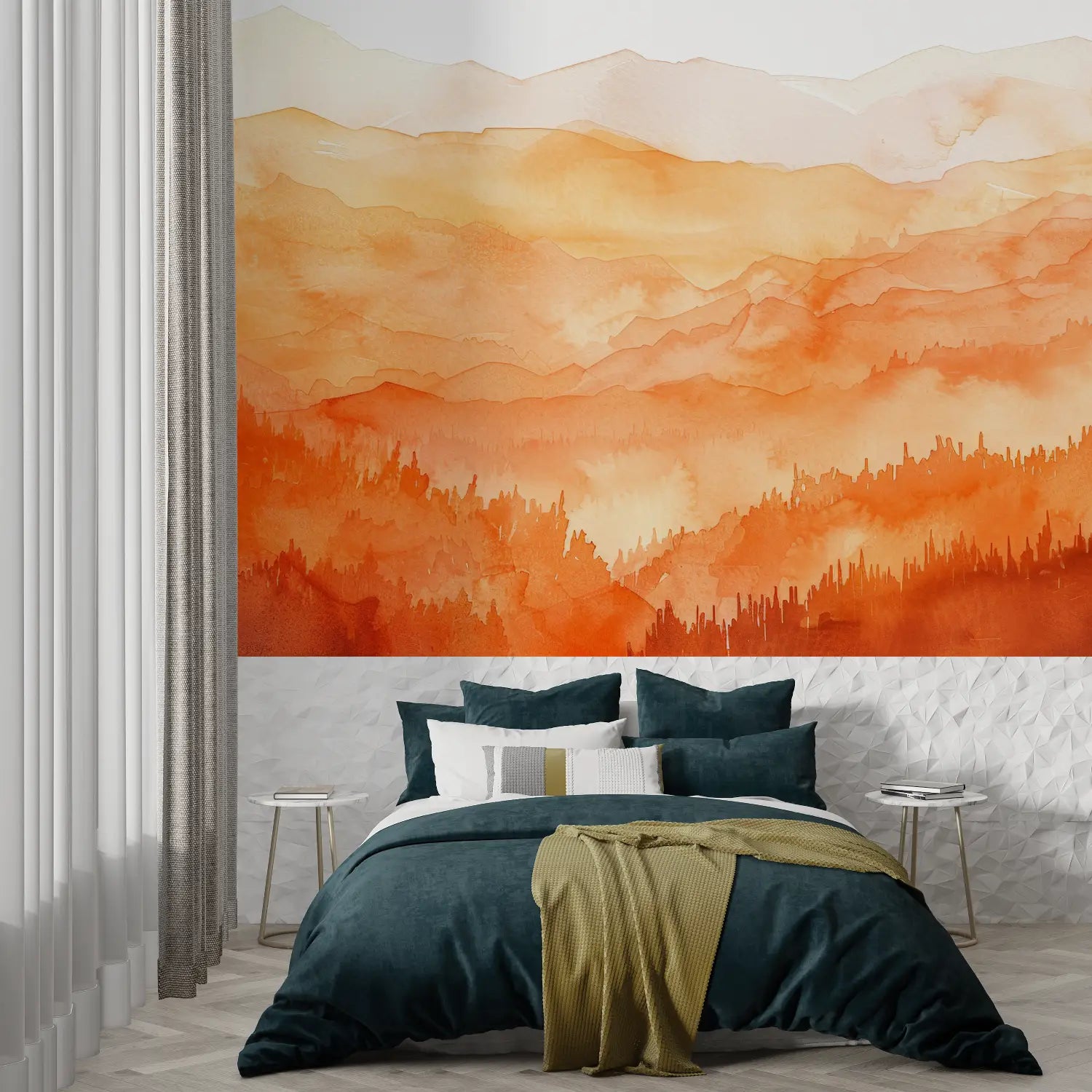 Papier Peint Orange Paysage - Second Image