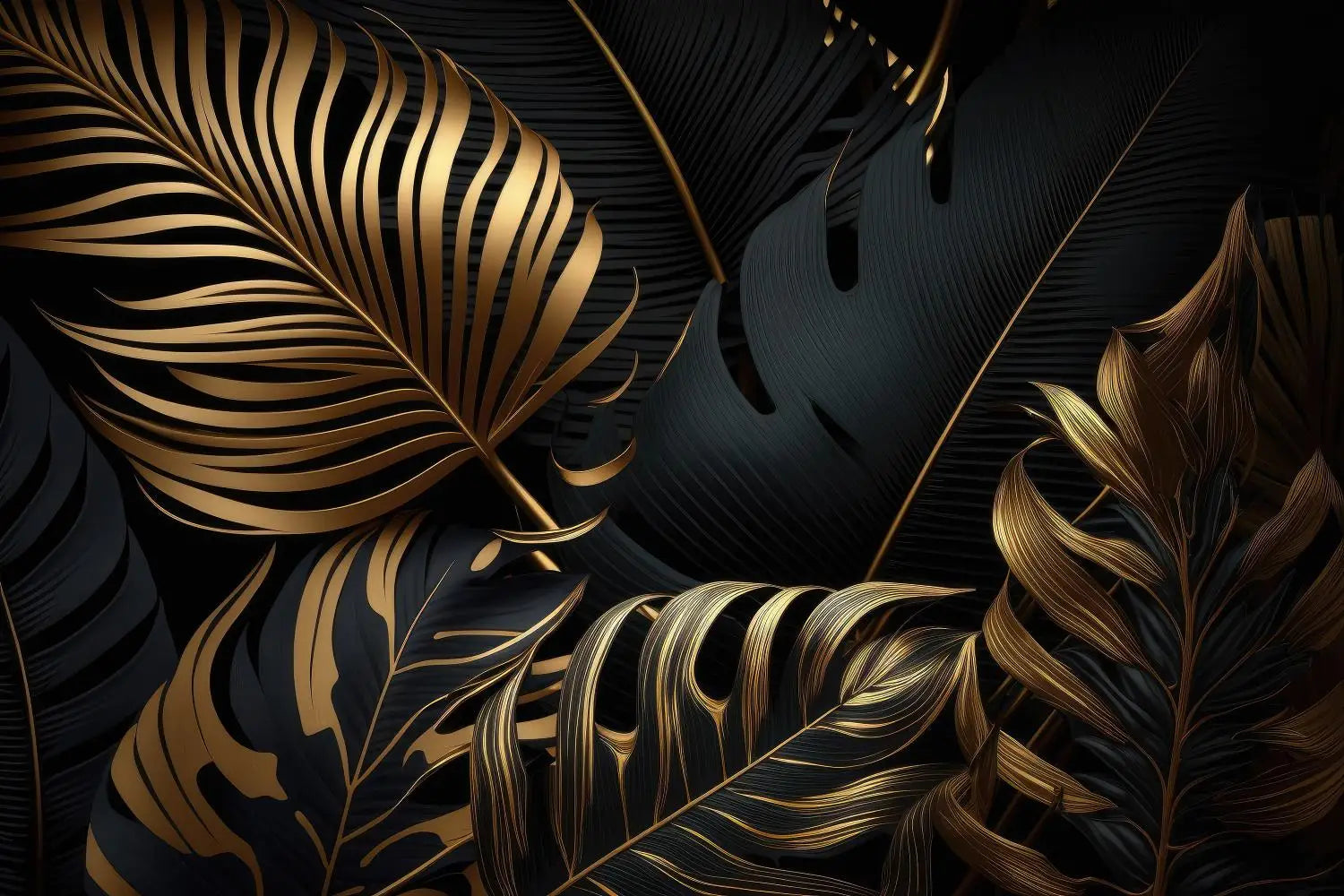 Black and golden panoramic wallpaper