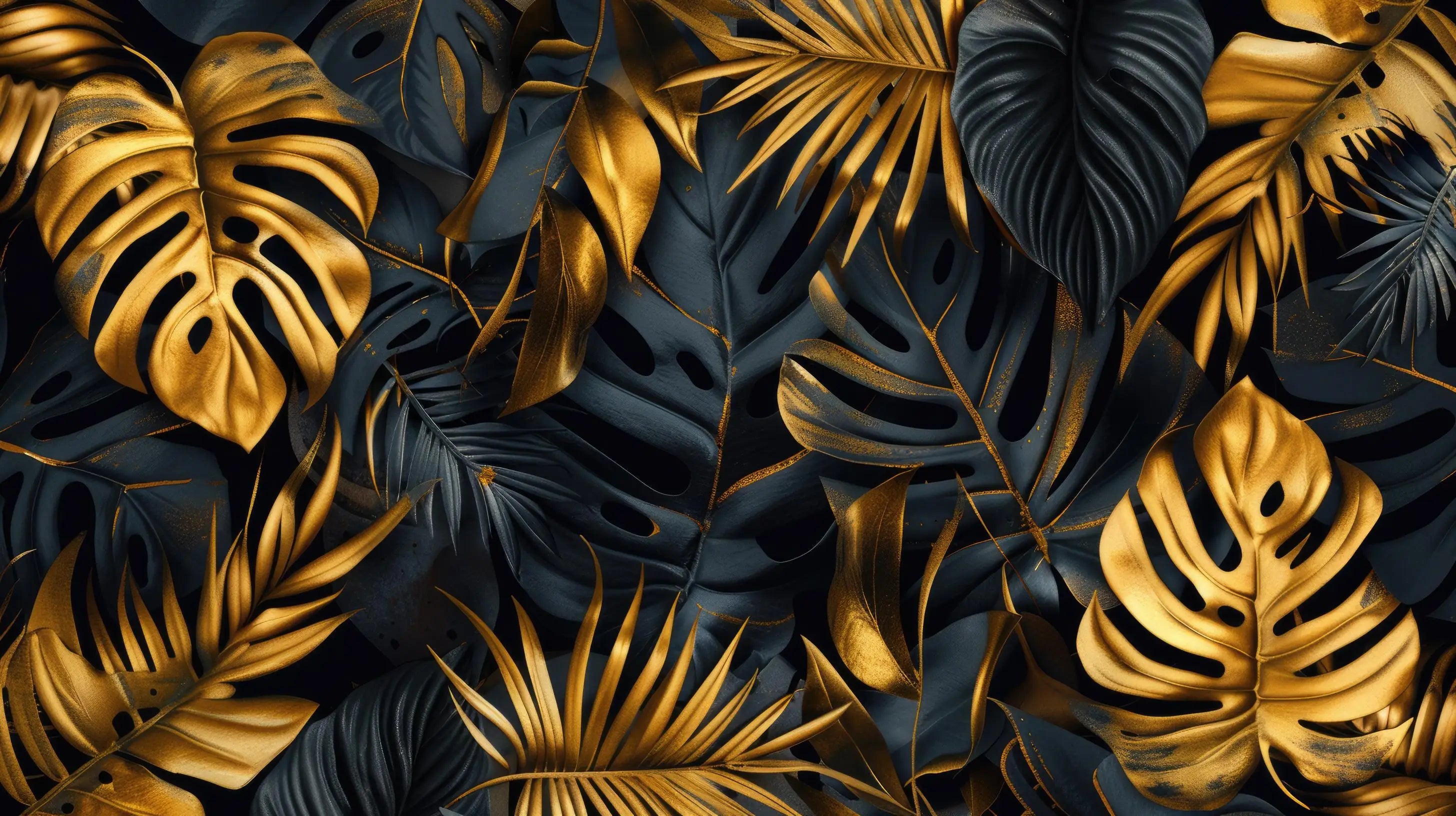 Panoramic Black and Gold Wallpaper