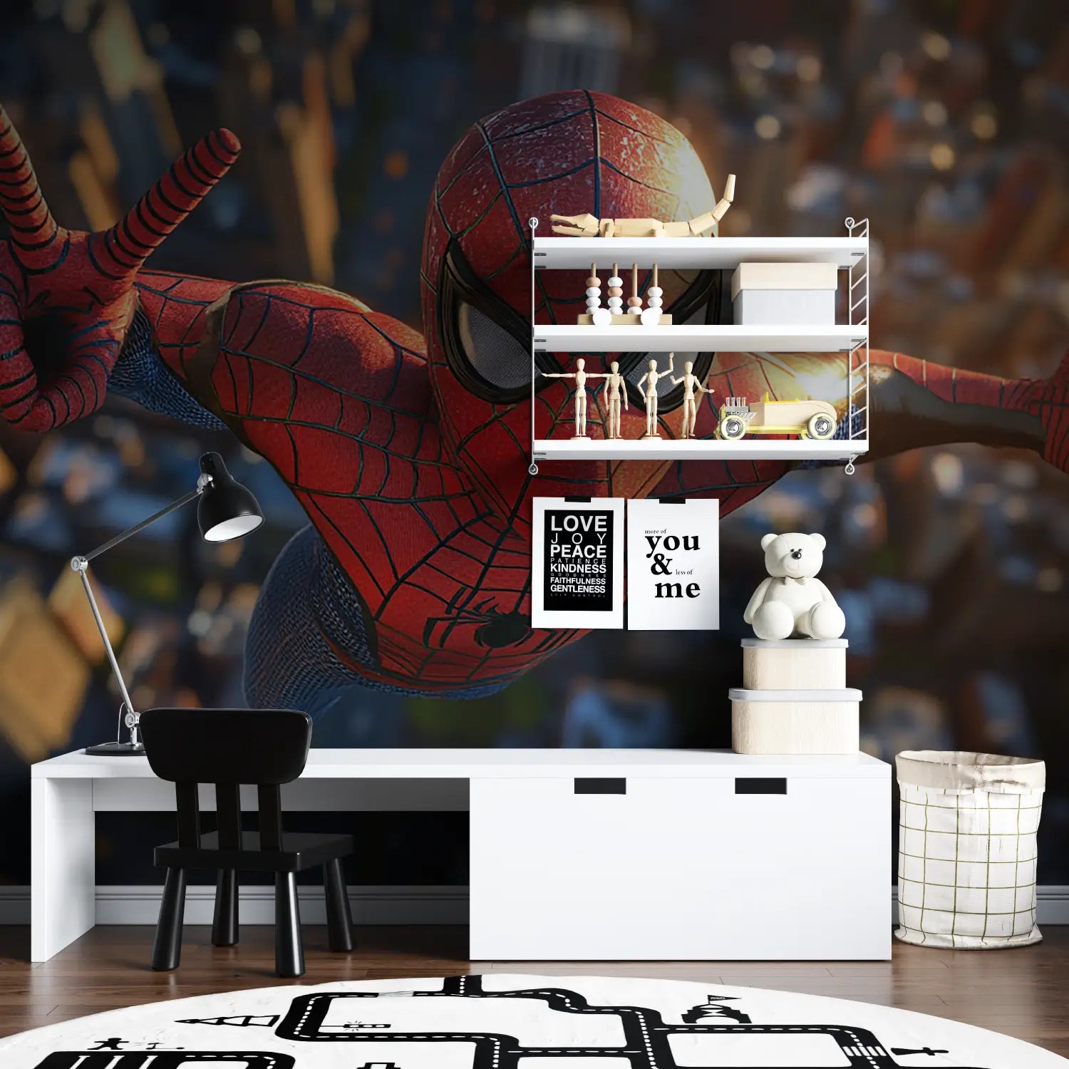 Papier Peint Spiderman Trompe l'Oeil - tapisserie hero