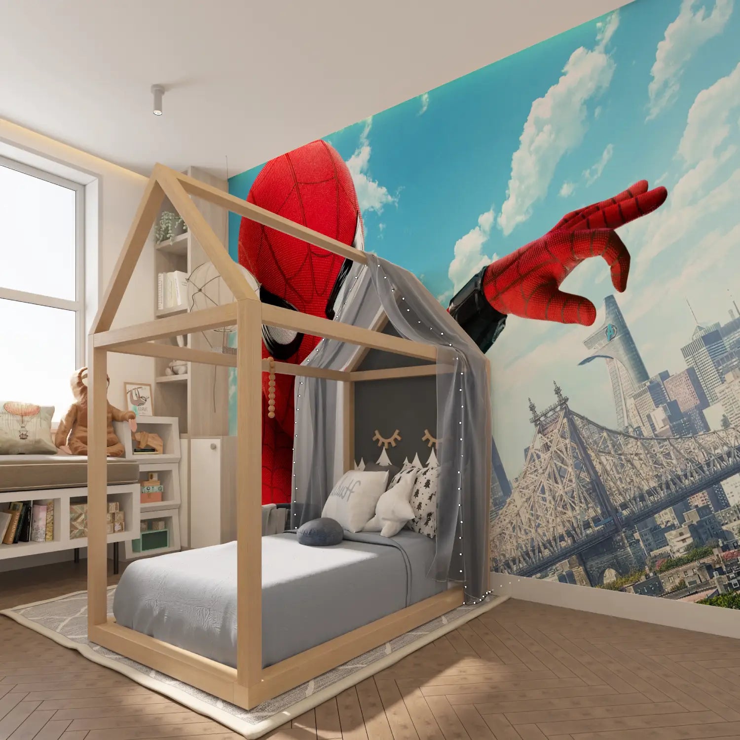 Spiderman Trompe l'Oeil 3D Wallpaper - Second Image