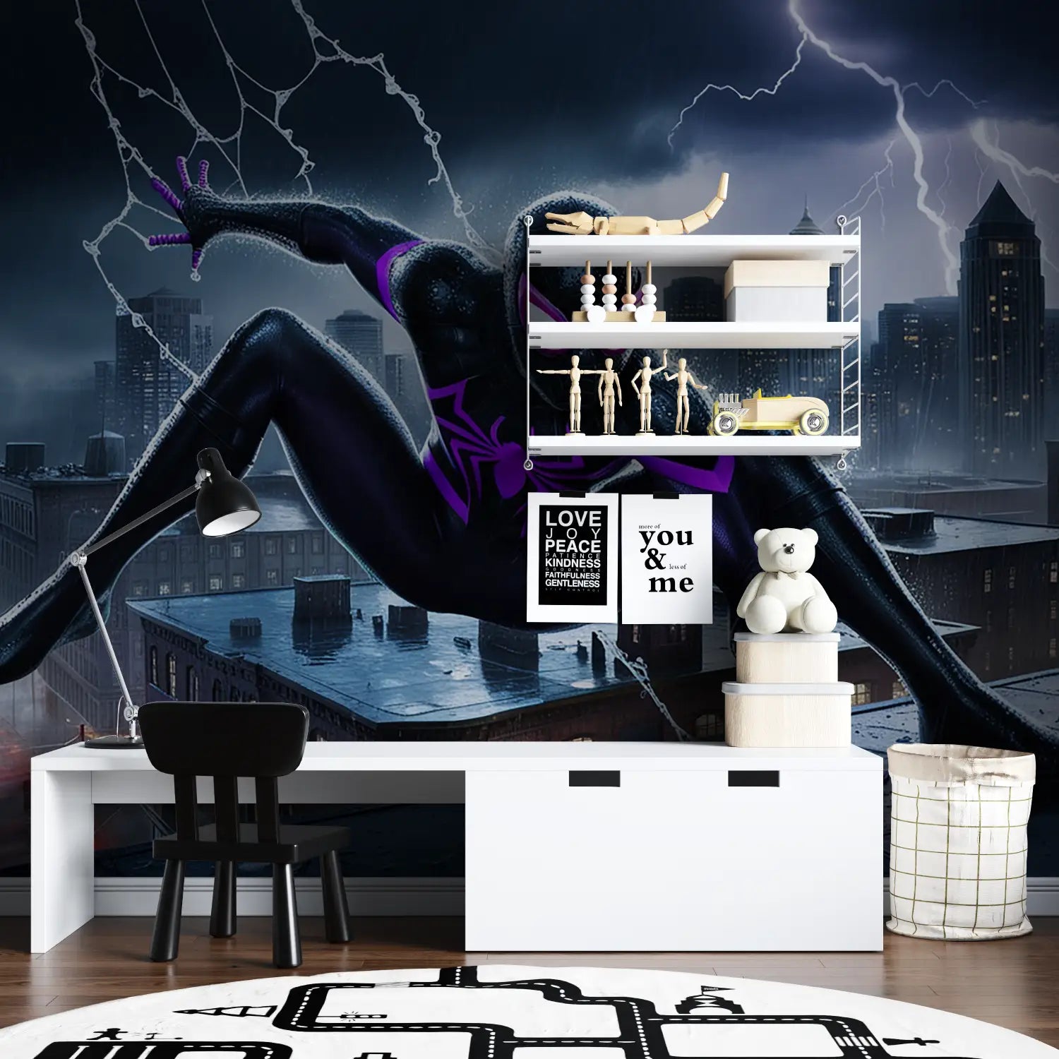 Papier Peint Spiderman Violet - chambre spiderman