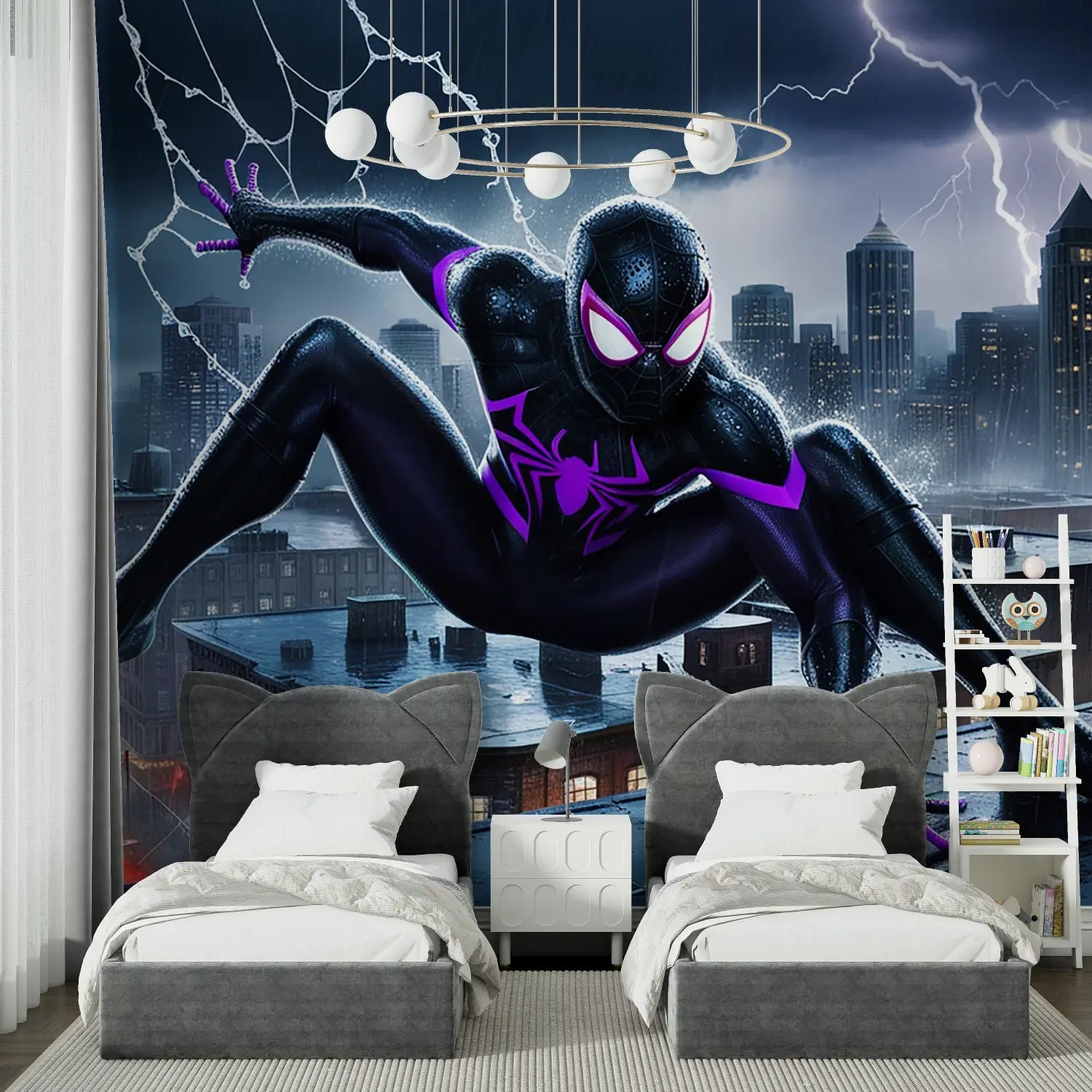 Papier Peint Spiderman Violet - tapisserie hero