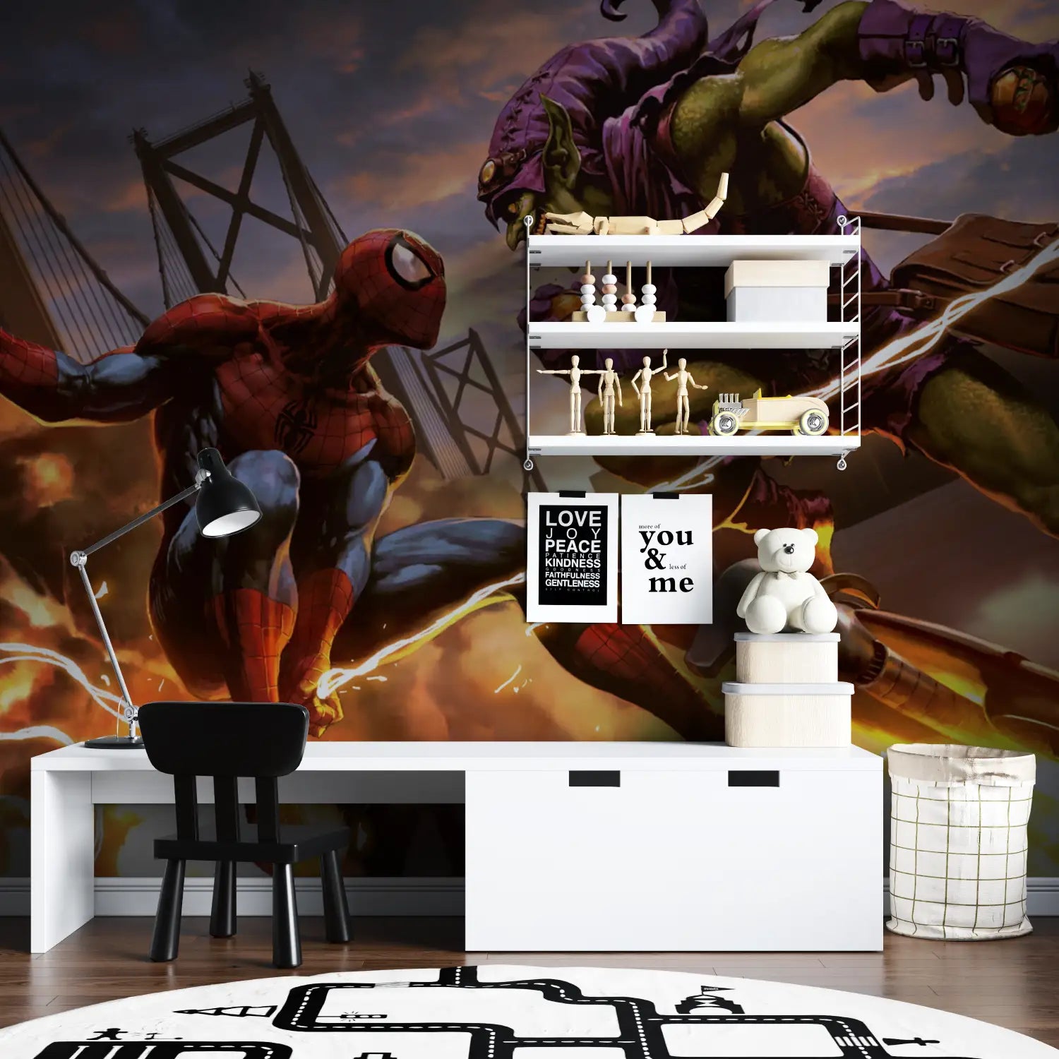 Papier Peint Spiderman vs Bouffon Vert - chambre spiderman